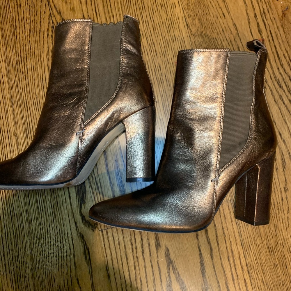 Vince Camuto Metallic Gold Leather Ankle Booties